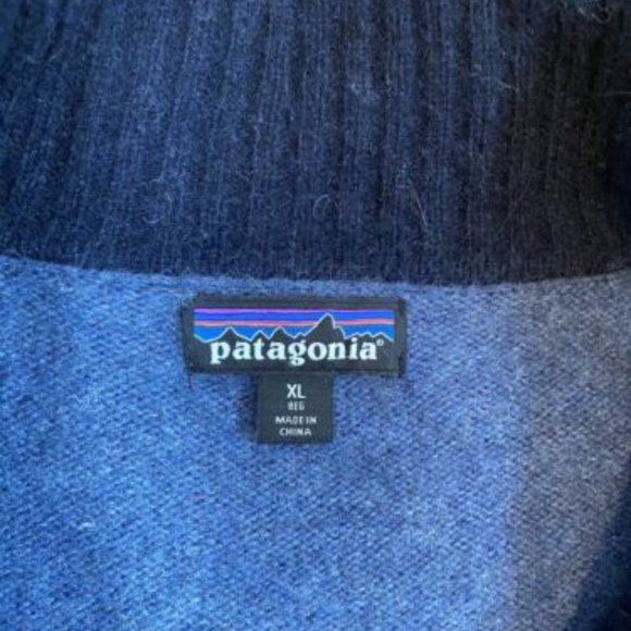 Patagonia Men's Wool Blend 1/4 Zip Mock Sweater Blue Extra Large Nice - Picture 7 of 7